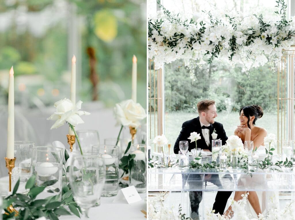 all white and greenery wedding at greenhouse two rivers venue