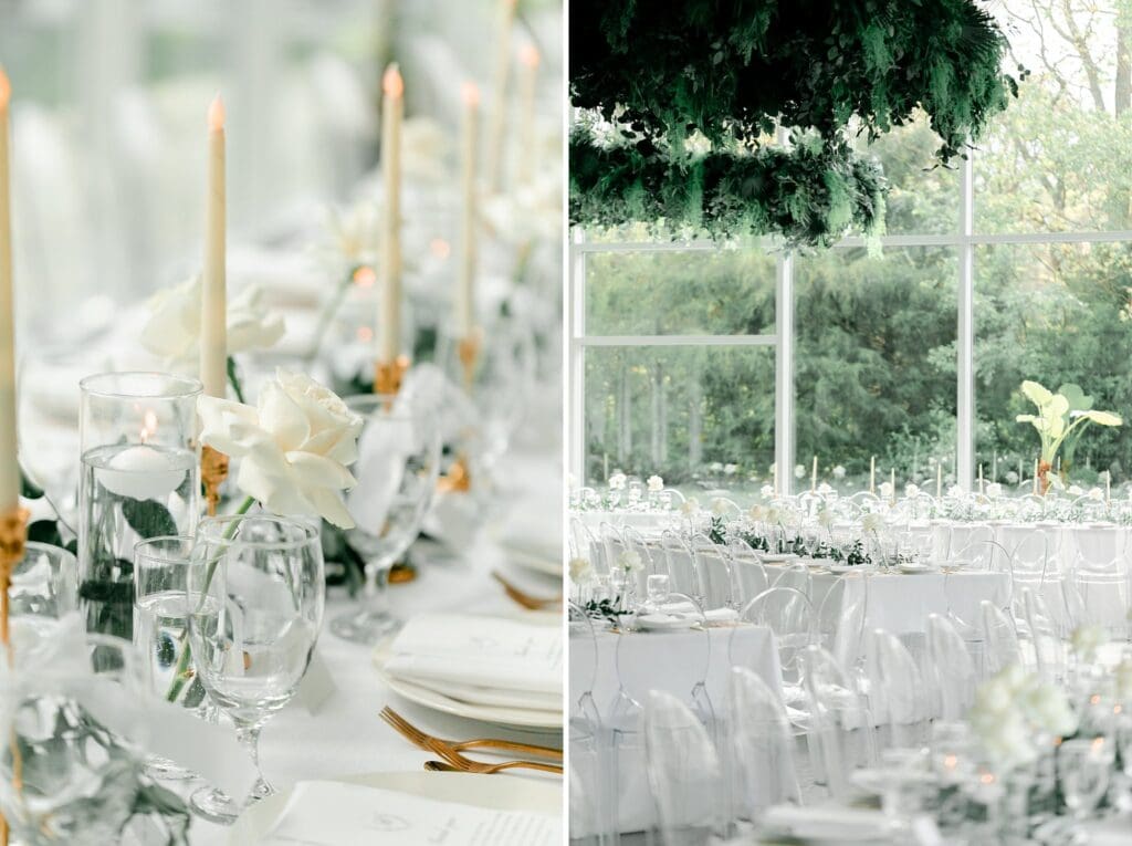 all white and greenery wedding at greenhouse two rivers venue