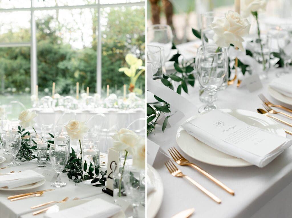 all white and greenery wedding at greenhouse two rivers venue