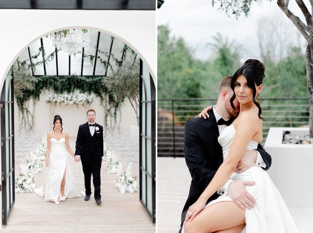all white and greenery wedding at greenhouse two rivers venue