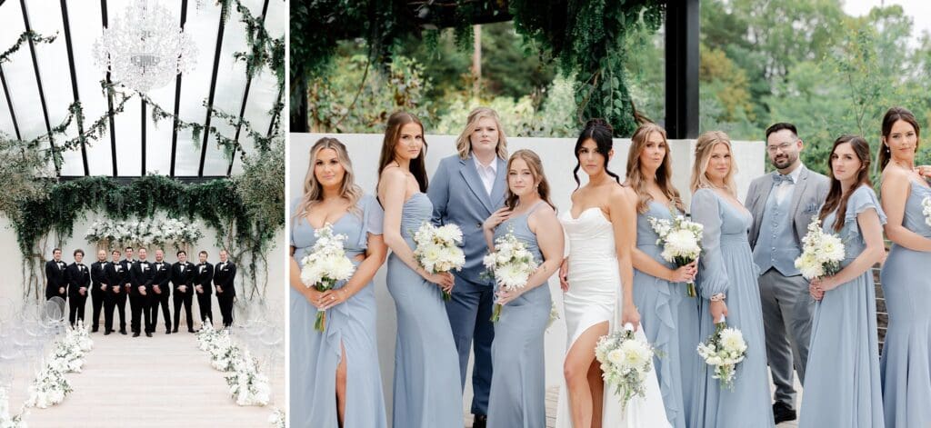 all white and greenery wedding at greenhouse two rivers venue
