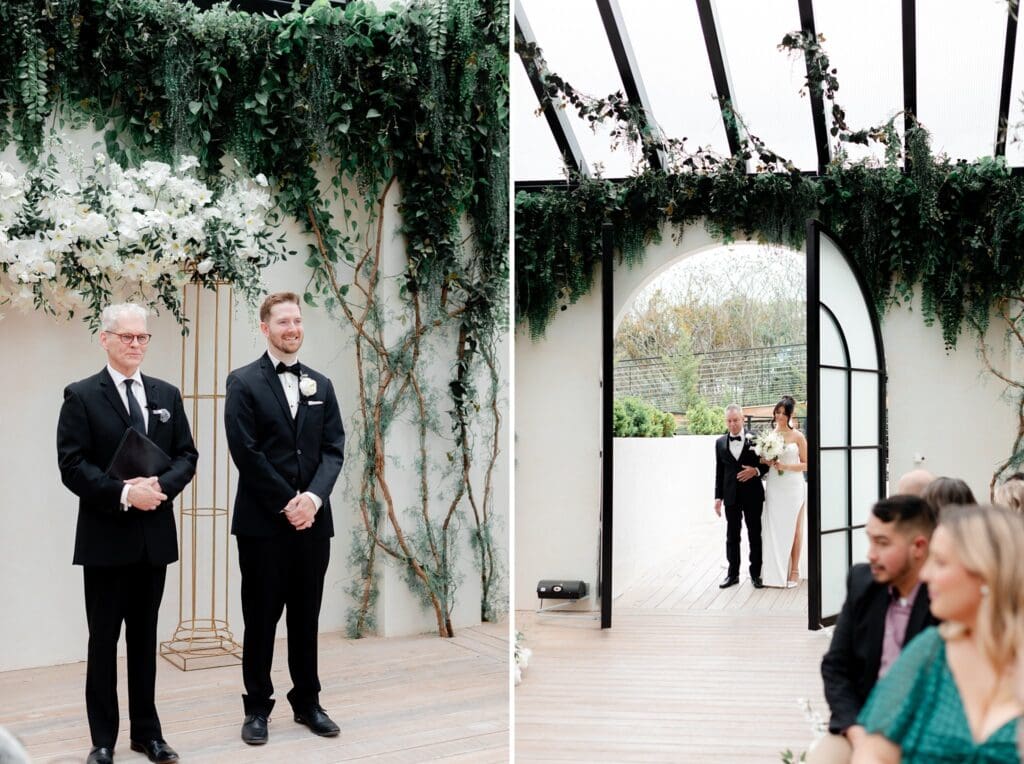 all white and greenery wedding at greenhouse two rivers venue