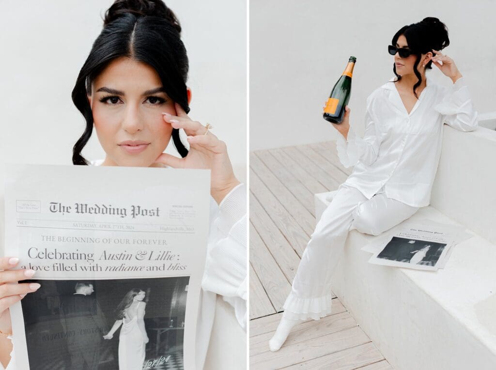 wedding newspaper bride getting ready photos