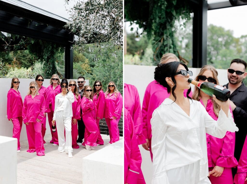 hot pinks wedding photos bride and bridesmaids