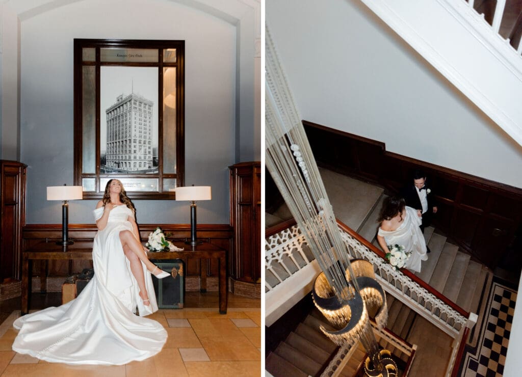 editorial flash wedding photography bride and groom photos Hotel Kansas City