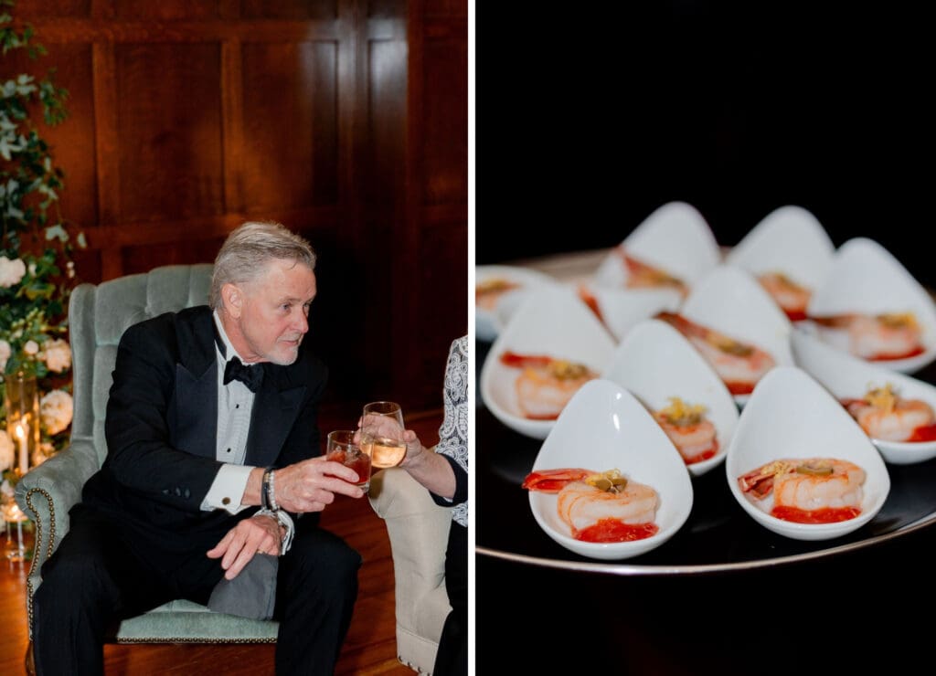 Soft furniture set up with white florals at this luxury cocktail hour