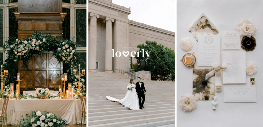 White floral and greenery romantic wedding with gold accents