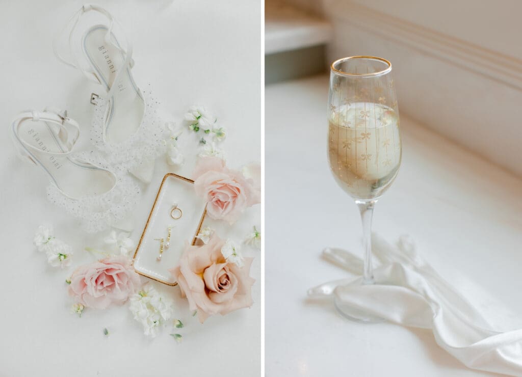 blush and white modern romantic wedding layflat details