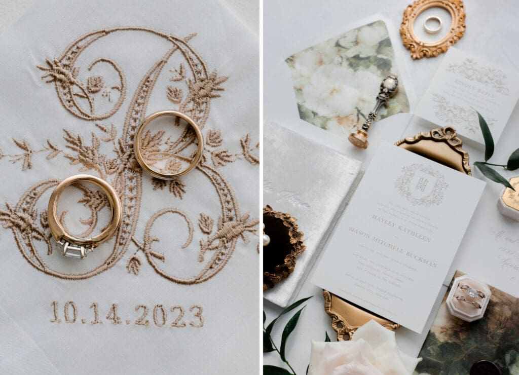 editorial gold and white wedding layflat details