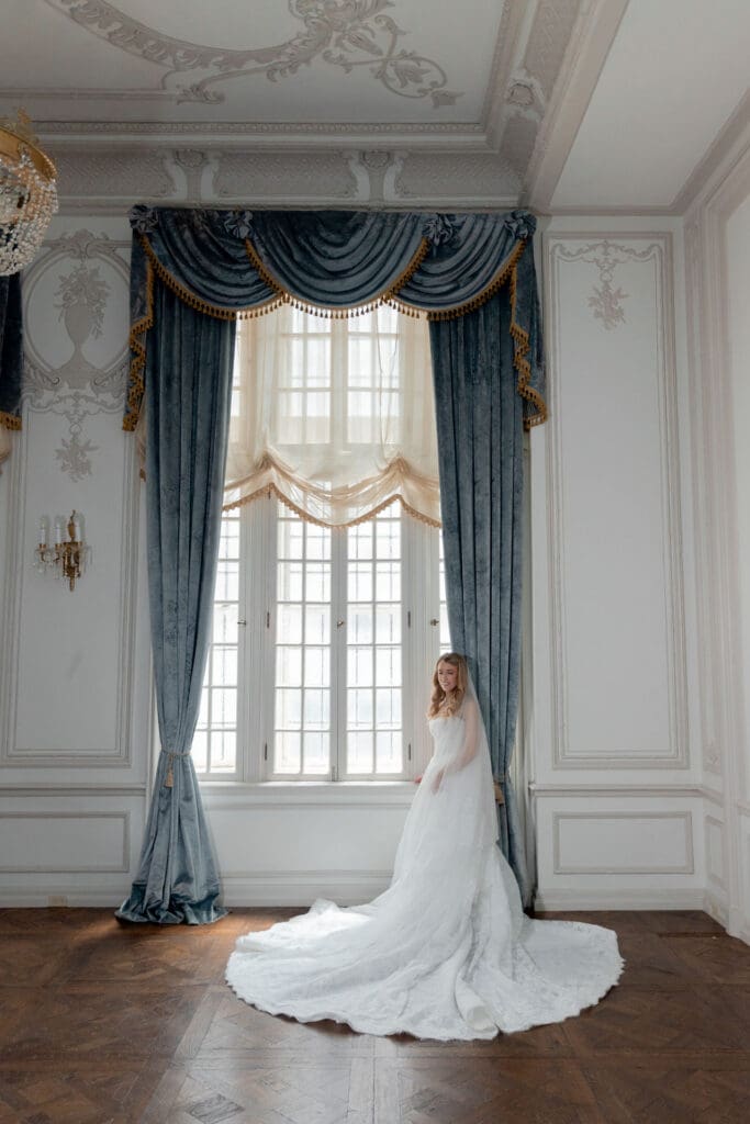 stunning portrait of the bride before her ceremony