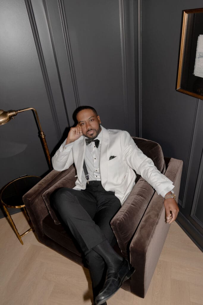 portrait of the groom before his wedding ceremony