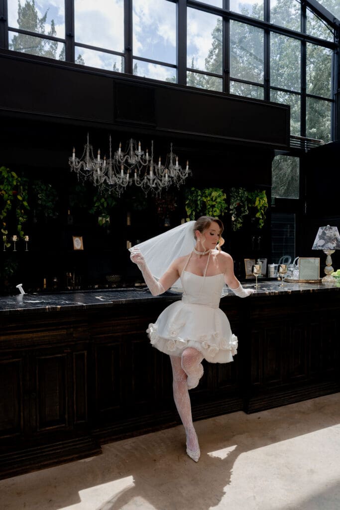 stunning editorial portrait of the bride at her dream wedding day