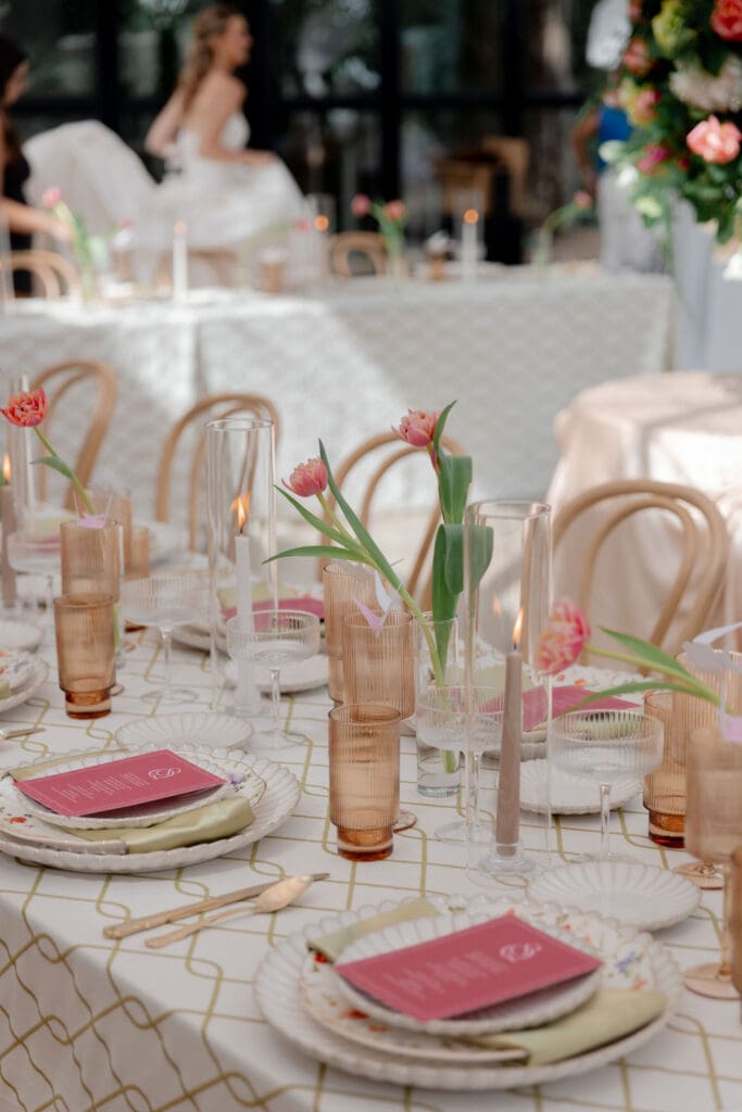 colorful wedding reception details