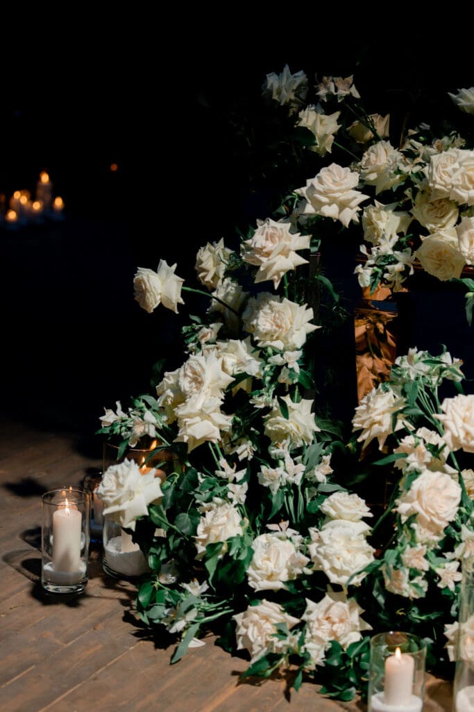 Stunning white florals at the wedding reception