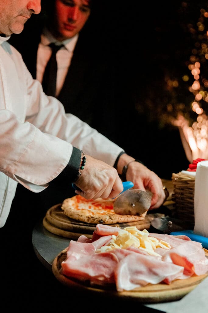 pizza at the wedding after party in italy